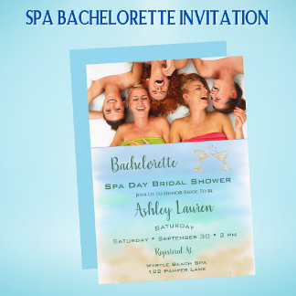 Convites Dia Spa do Chá de panela de Bachelorette Fotográfi