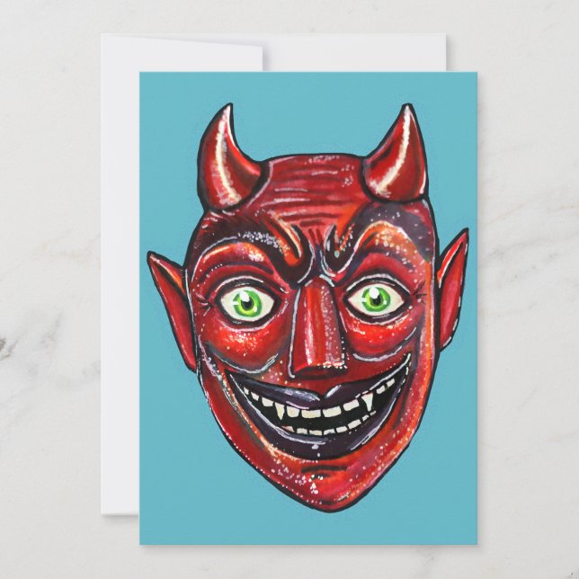 Convites Diabo Vermelho Vintage Halloweenies  (Frente)