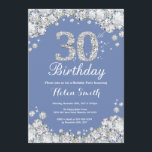 Convites Diamante aniversário de 30 anos Azul e Prata<br><div class="desc">Convite para aniversário de 30 anos. Diamante de Rhinestone Azul e Prateado. Convite para o Elegante Birthday Bash. Aniversário Adulto. Aniversário das mulheres. Homens Aniversário.
Para mais personalização,  clique no botão "Personalizar" e use a ferramenta design para modificar este modelo.</div>