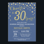 Convites Diamante aniversário de 30 anos de Surpresa Azul e<br><div class="desc">Convite para aniversário de 30 anos surpresa com fundo de diamante azul e Dourado brilhante. Dourado Confetti. Aniversário Adulto. Homens ou Mulheres Aniversário.
Para mais personalização,  clique no botão "Personalizar" e use a ferramenta design para modificar este modelo.</div>