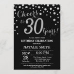 Convites Diamante aniversário de 30 anos preto e prata<br><div class="desc">aniversário de 30 anos com fundo de diamante preto e prateado. Prata Confetti. Aniversário Adulto. Homens ou Mulheres Aniversário. Para mais personalização,  clique no botão "Personalizar" e use a ferramenta design para modificar este modelo.</div>