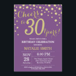 Convites Diamante aniversário de 30 anos roxo e Dourado<br><div class="desc">aniversário de 30 anos com fundo de diamante roxo e Dourado. Dourado Confetti. Aniversário Adulto. Homens ou Mulheres Aniversário.
Para mais personalização,  clique no botão "Personalizar" e use a ferramenta design para modificar este modelo.</div>