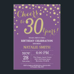Convites Diamante aniversário de 30 anos roxo e Dourado<br><div class="desc">aniversário de 30 anos com fundo de diamante roxo e Dourado. Dourado Confetti. Aniversário Adulto. Homens ou Mulheres Aniversário.
Para mais personalização,  clique no botão "Personalizar" e use a ferramenta design para modificar este modelo.</div>