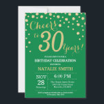Convites Diamante aniversário de 30 anos verde e Dourado<br><div class="desc">aniversário de 30 anos com fundo de diamante verde e Dourado. Dourado Confetti. Aniversário Adulto. Homens ou Mulheres Aniversário. Para mais personalização,  clique no botão "Personalizar" e use a ferramenta design para modificar este modelo.</div>