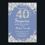 Convites Diamante aniversário de 40 anos Azul de Prata Surp<br><div class="desc">Convite para aniversário de 40 anos surpresa. Fundo Vermelho de Diamante Vermelho de Rhinestone Azul e Prateado. Convite para o Elegante Birthday Bash. Aniversário Adulto. Aniversário das mulheres. Homens Aniversário.
Para mais personalização,  clique no botão "Personalizar" e use a ferramenta design para modificar este modelo.</div>