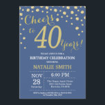Convites Diamante aniversário de 40 anos azul e Dourado<br><div class="desc">aniversário de 40 anos com fundo de diamante azul e brilhante Dourado. Dourado Confetti. Aniversário Adulto. Homens ou Mulheres Aniversário. Para mais personalização,  clique no botão "Personalizar" e use a ferramenta design para modificar este modelo.</div>