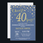 Convites Diamante aniversário de 40 anos de Surpresa Azul e<br><div class="desc">Convite para aniversário de 40 anos surpresa com fundo de diamante azul e Dourado brilhante. Dourado Confetti. Aniversário Adulto. Homens ou Mulheres Aniversário.
Para mais personalização,  clique no botão "Personalizar" e use a ferramenta design para modificar este modelo.</div>