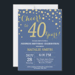 Convites Diamante aniversário de 40 anos de Surpresa Azul e<br><div class="desc">Surpreenda o aniversário de 40 anos Invitation com fundo de diamante azul e brilhante Dourado. Dourada Confetti. Aniversário Adulto. Homens ou Mulheres Aniversário. Para mais personalização,  clique no botão "Personalizar" e use nossa ferramenta de design para modificar este modelo.</div>