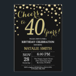 Convites Diamante aniversário de 40 anos preto e Dourado<br><div class="desc">aniversário de 30 anos com fundo de diamante preto e Dourado com brilho. Dourada Confetti. Aniversário Adulto. Homens ou Mulheres Aniversário. Para mais personalização,  clique no botão "Personalizar" e use nossa ferramenta de design para modificar este modelo.</div>