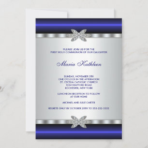 Convites Diamante Azul Meninas Primeira Comunhão