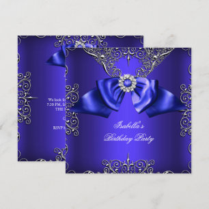 Convites Diamante Azul Royal Roxo Prata Elegante Aniversári