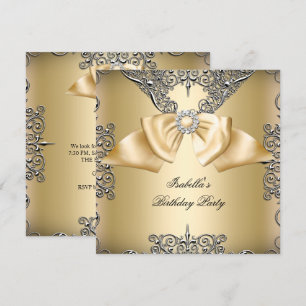 Convites Diamante Creme Dourada Arco Prata Elegante Anivers