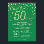 Convites Diamante de 50º aniversário verde e Dourado<br><div class="desc">50.º Convite de aniversário com fundo verde e Dourado de diamante brilhante. Dourada Confetti. Aniversário Adulto. Homens ou Mulheres Aniversário. Para mais personalização,  clique no botão "Personalizar" e use nossa ferramenta de design para modificar este modelo.</div>