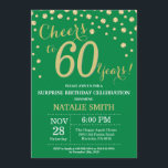 Convites Diamante de 60º aniversário do Green and Dourado S<br><div class="desc">Surpreenda o 60º Convite de Aniversário com o Fundo de Diamante Verde e Dourado Glitter. Dourado Confetti. Aniversário Adulto. Homens ou Mulheres Aniversário. Para mais personalização,  clique no botão "Personalizar" e use a ferramenta design para modificar este modelo.</div>