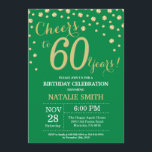 Convites Diamante de 60 anos verde e Dourado<br><div class="desc">60º Convite de Aniversário com Fundo de Diamante Verde e Dourado. Dourado Confetti. Aniversário Adulto. Homens ou Mulheres Aniversário. Para mais personalização,  clique no botão "Personalizar" e use a ferramenta design para modificar este modelo.</div>