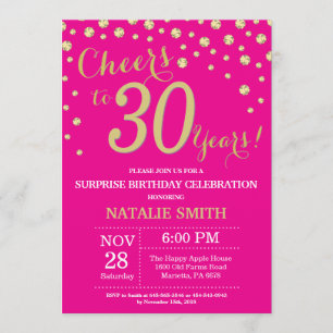 Convites Diamante de aniversário de 30 anos de Surpresa Ro