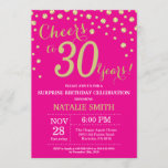 Convites Diamante de aniversário de 30 anos de Surpresa Ros<br><div class="desc">Convite para aniversário de 30 anos de surpresa com tela de fundo de diamante rosa quente e brilhante Dourado. Dourado Confetti. Aniversário Adulto. Homens ou Mulheres Aniversário. Para mais personalização,  clique no botão "Personalizar" e use a ferramenta design para modificar este modelo.</div>