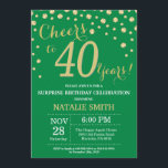 Convites Diamante de aniversário de 40 anos de Surpresa Ver<br><div class="desc">Convite para aniversário de 40 anos surpresa com o Fundo de Diamante Verde e Dourado. Dourado Confetti. Aniversário Adulto. Homens ou Mulheres Aniversário. Para mais personalização,  clique no botão "Personalizar" e use a ferramenta design para modificar este modelo.</div>