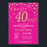 Convites Diamante de aniversário de 40 anos rosa e Dourado<br><div class="desc">aniversário de 40 anos com fundo de diamante rosa quente e brilhante Dourado. Dourado Confetti. Aniversário Adulto. Homens ou Mulheres Aniversário.
Para mais personalização,  clique no botão "Personalizar" e use a ferramenta design para modificar este modelo.</div>