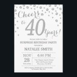 Convites Diamante de aniversário de 40 anos Silver Surpresa<br><div class="desc">aniversário de 40 anos surpresa com o plano de fundo do Diamante de Silver Glitter. Prata Confetti. Aniversário Adulto. Homens ou Mulheres Aniversário. Para mais personalização,  clique no botão "Personalizar" e use a ferramenta design para modificar este modelo.</div>