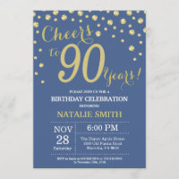 Diamante de aniversário de 90 azul e Dourado