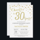 Convites Diamante de Glitter Dourado aniversário de 30 anos<br><div class="desc">Surpreenda o aniversário de 30 anos com Dourado fundo de diamante Glitter. Dourada Confetti. Aniversário Adulto. Homens ou Mulheres Aniversário. Para mais personalização,  clique no botão "Personalizar" e use nossa ferramenta de design para modificar este modelo.</div>