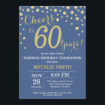Convites Diamante de Nascimento do 60º aniversário da Surpr<br><div class="desc">Surpreenda o 60º Convite de Aniversário com Fundo de Diamante Azul e Dourado. Dourado Confetti. Aniversário Adulto. Homens ou Mulheres Aniversário.
Para mais personalização,  clique no botão "Personalizar" e use a ferramenta design para modificar este modelo.</div>