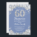 Convites Diamante de Prata Azul de 60 Anos Surpresa<br><div class="desc">Surpresa 60º Convite de Aniversário. Fundo Vermelho de Diamante Vermelho de Rhinestone Azul e Prateado. Convite para o Elegante Birthday Bash. Aniversário Adulto. Aniversário das mulheres. Homens Aniversário. Para mais personalização,  clique no botão "Personalizar" e use a ferramenta design para modificar este modelo.</div>