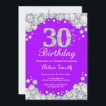 Convites Diamante de Prata e aniversário de 30 anos de Conv<br><div class="desc">Convite para aniversário de 30 anos. Diamante Rinoestone Roxo e Silver. Convite para o Elegante Birthday Bash. Aniversário Adulto. Aniversário das mulheres. Homens Aniversário.
Para mais personalização,  clique no botão "Personalizar" e use a ferramenta design para modificar este modelo.</div>