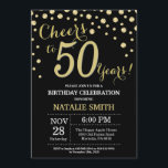 Convites Diamante do 50º aniversário preto e Dourado<br><div class="desc">50º Convite de Aniversário com Fundo de Diamante Preto e Dourado. Dourado Confetti. Aniversário Adulto. Homens ou Mulheres Aniversário. Para mais personalização,  clique no botão "Personalizar" e use a ferramenta design para modificar este modelo.</div>