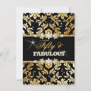 Convites Diamante Floral Dourado Damask Cinquenta e Fabulos