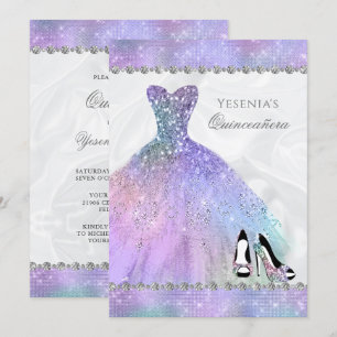 Convites Diamante Iridescente Gelam Quinceañera