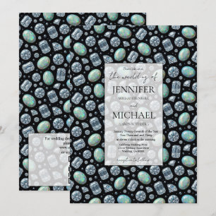 Convites Diamante + Opalas Formal   Casamento com QR Code d