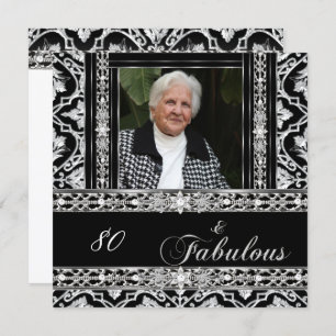 Convites Diamante preto 80 Festa de aniversário preto para