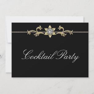 Convites Diamante Preto Branco Festa de Cocktail Preto Bran
