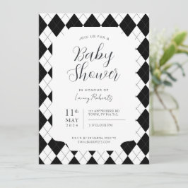 Convites Diamante Preto e Branco Argyle Gênero Neutro