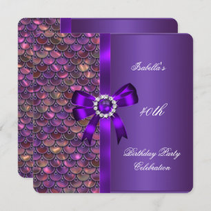 Convites Diamante Puro, Rosa, Sequins do aniversário de 40