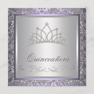 Convites Diamante Tiara Purple Quinceanera