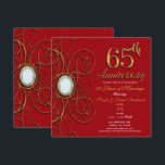 Convites Diamante Vermelho e Dourado 65 65º Aniversário<br><div class="desc">Convite Diamante Vermelho e Dourado 65 65º Aniversário</div>