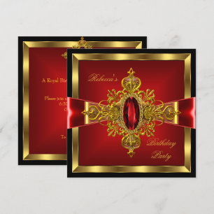 Convites Diamante Vermelho Real Dourado Arco Preto Festa de
