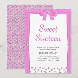 Convites Diamantes Brilhantes Modernos Sweet Sixteen