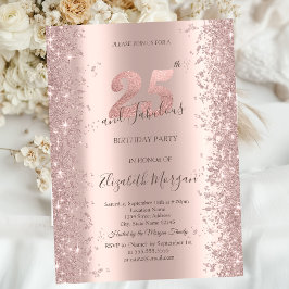 Convites Diamantes Brilho Rose Gold 25º Aniversário