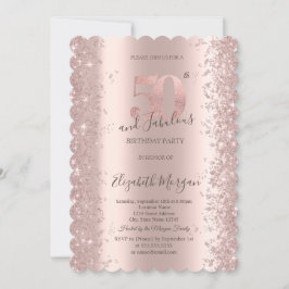 Convites Diamantes Brilho Rose Gold 50º Aniversário