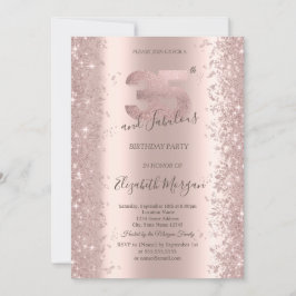 Convites Diamantes Brilho Rose Gold Aniversário 35
