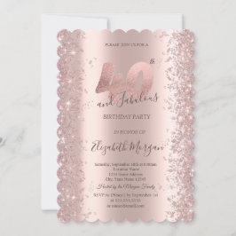 Convites Diamantes Brilho Rose Gold Aniversário 40 Anos
