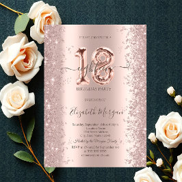 Convites Diamantes Brilho Rose Gold Aniversário de 18 anos