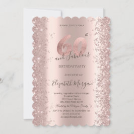Convites Diamantes Brilho Rose Gold Aniversário de 60 anos