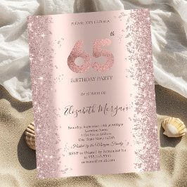 Convites Diamantes Brilho Rose Gold Aniversário de 65 anos
