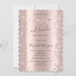 Convites Diamantes Brilho Rose Gold Aniversário de 70 anos