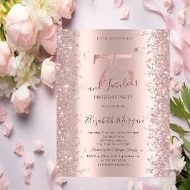Convites Diamantes Brilho Rose Gold Aniversário de 75 anos
